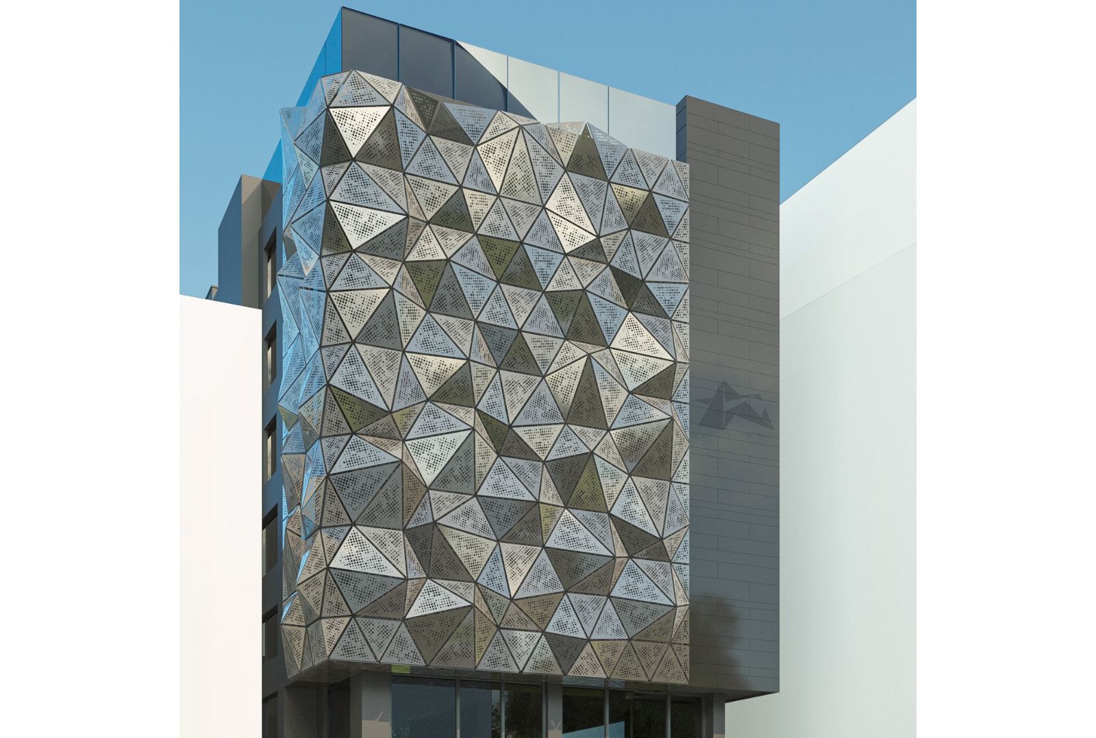 Axes in Excess metal facade: Leading the way in cutting-edge architectural design.