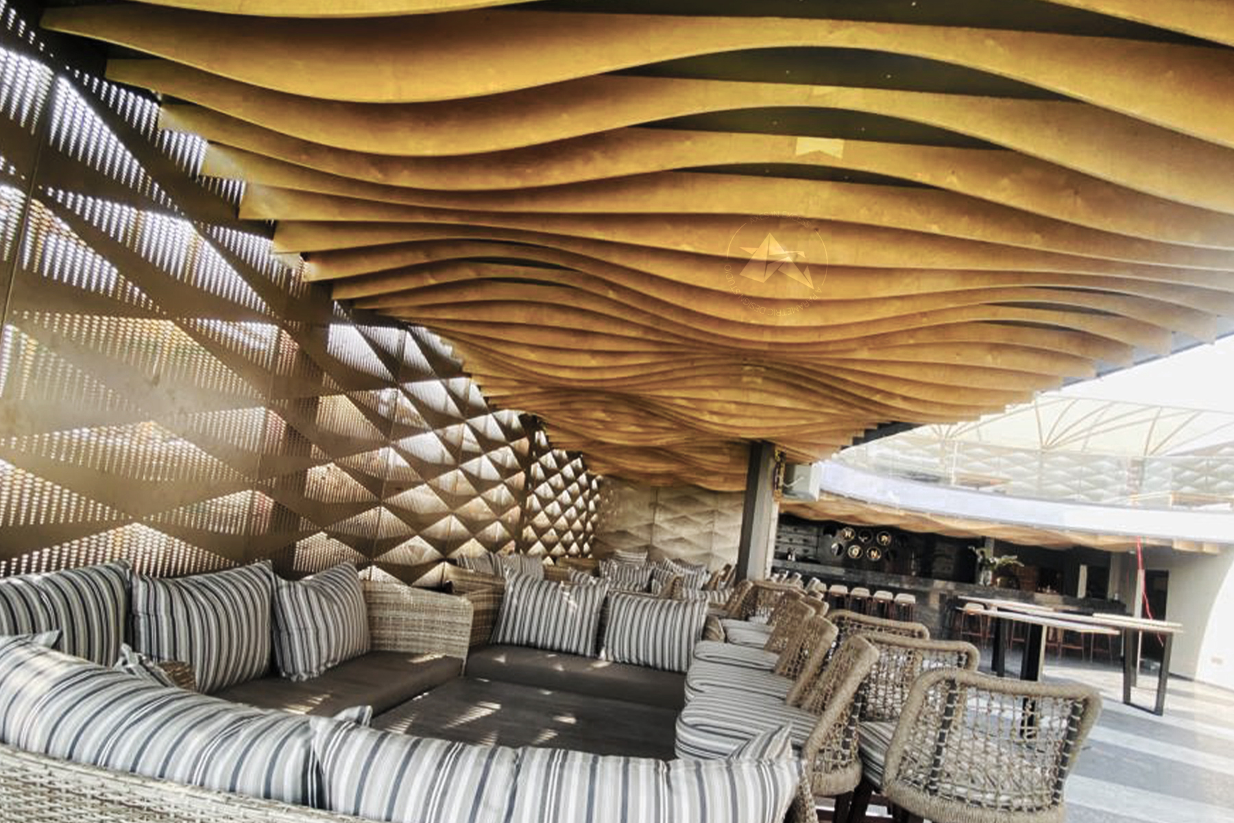 Parametric ceiling design for restaurant by AXES IN EXCESS