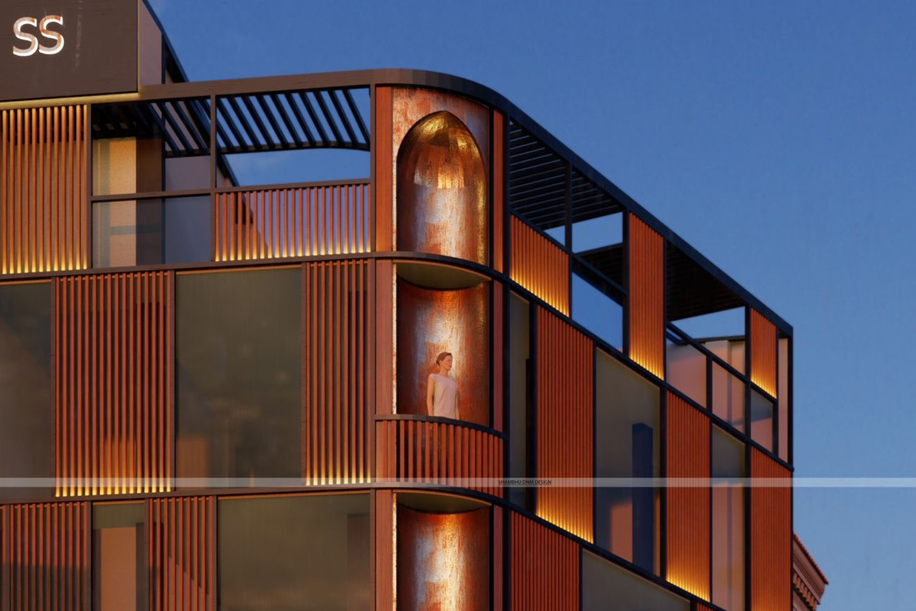 Modern aluminum louvres facade design by axes in excess