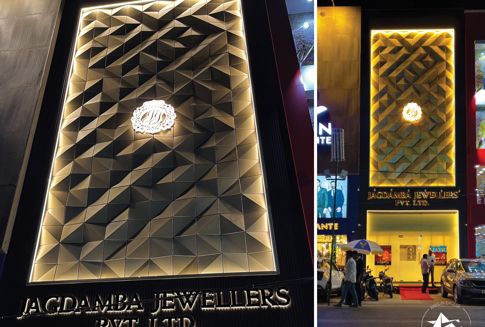 Design and execution done by axes in excess for jagdamba jewellers jaipur in 3d box 