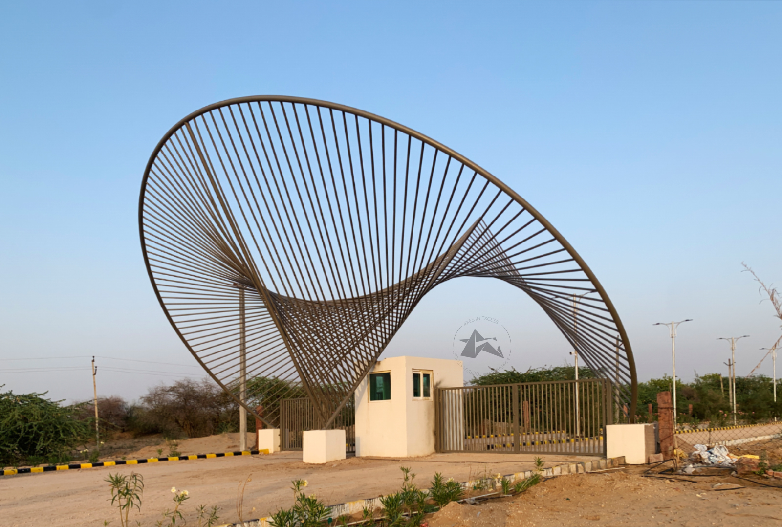 Creative parametric metal structure installation for Resort by axes in excess 