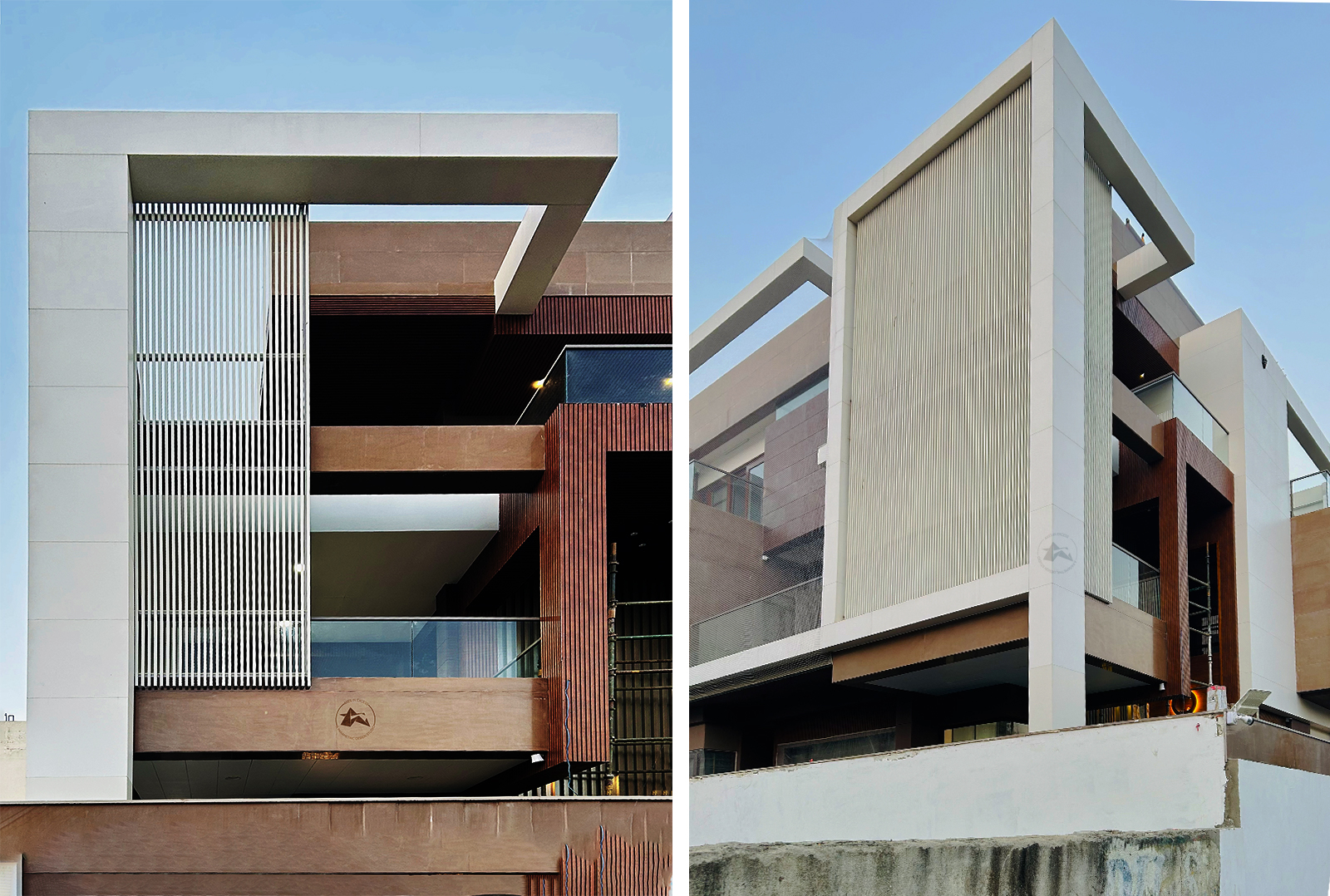 white sleek louvers in vertical orientation for facade 