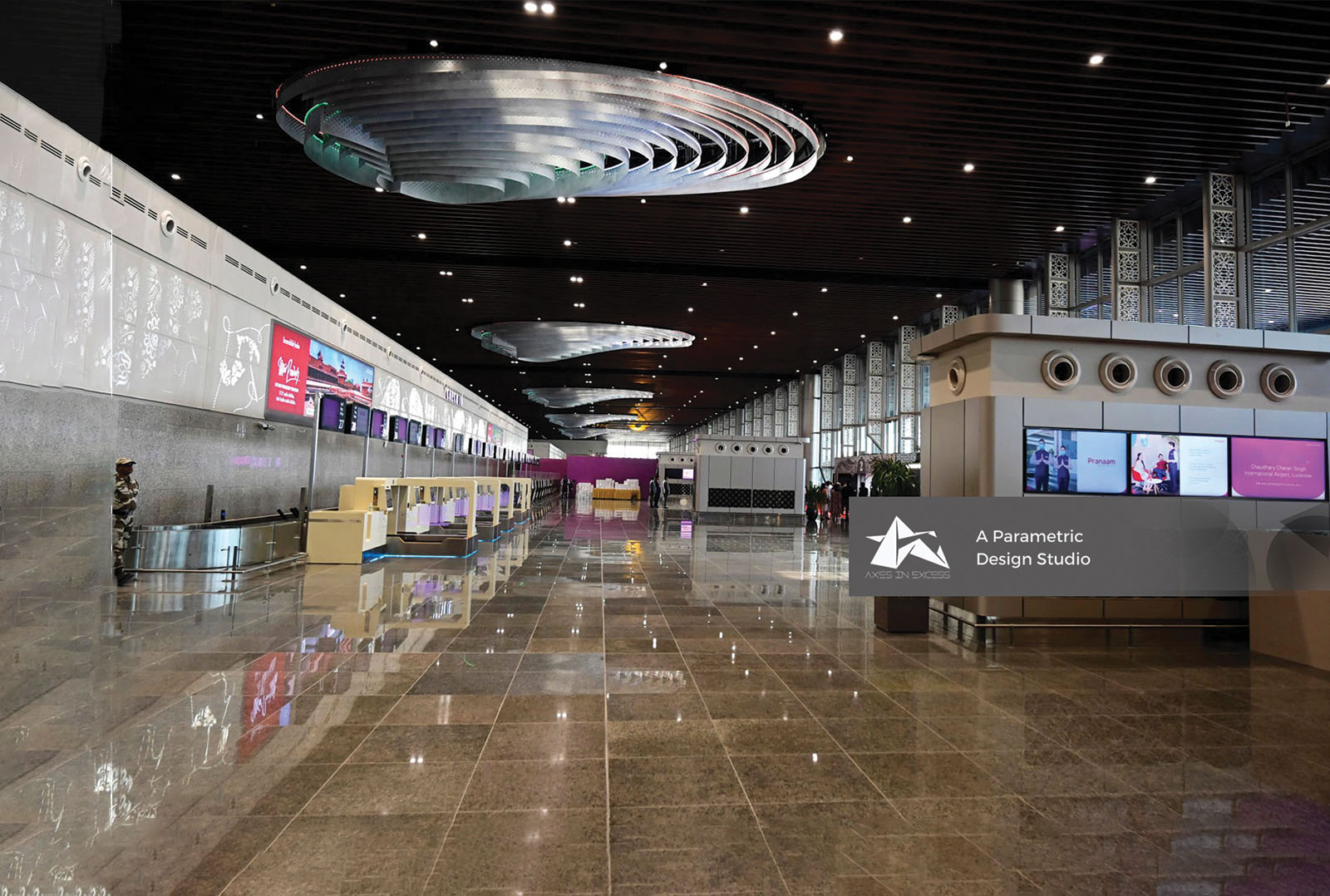 Parametric Metal Ceiling in Choudhary Charan Singh International Airport Lucknow by Axes in Excess