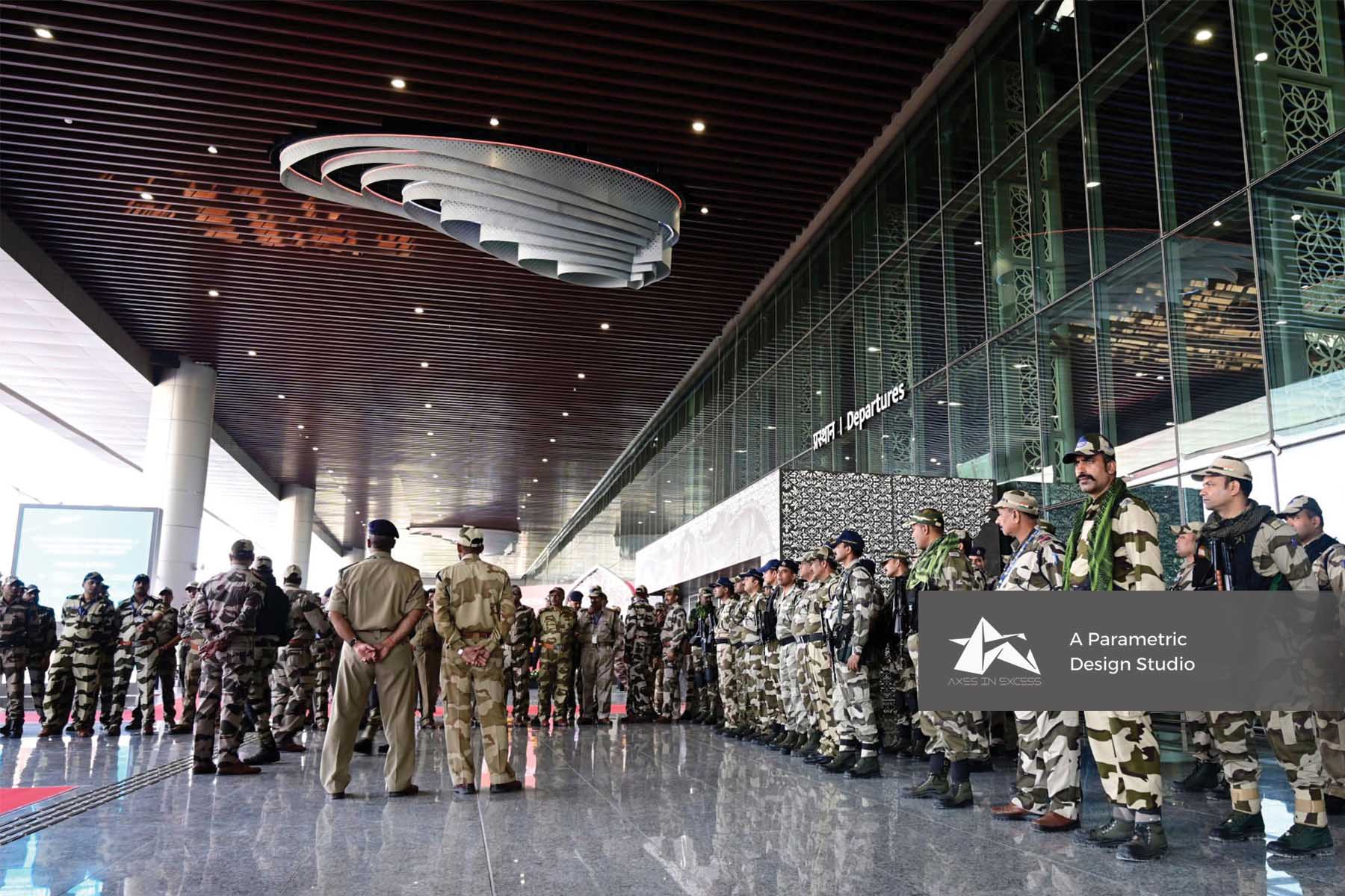 entrance ceiling design and manufacture by axes in excess in lucknow airport 