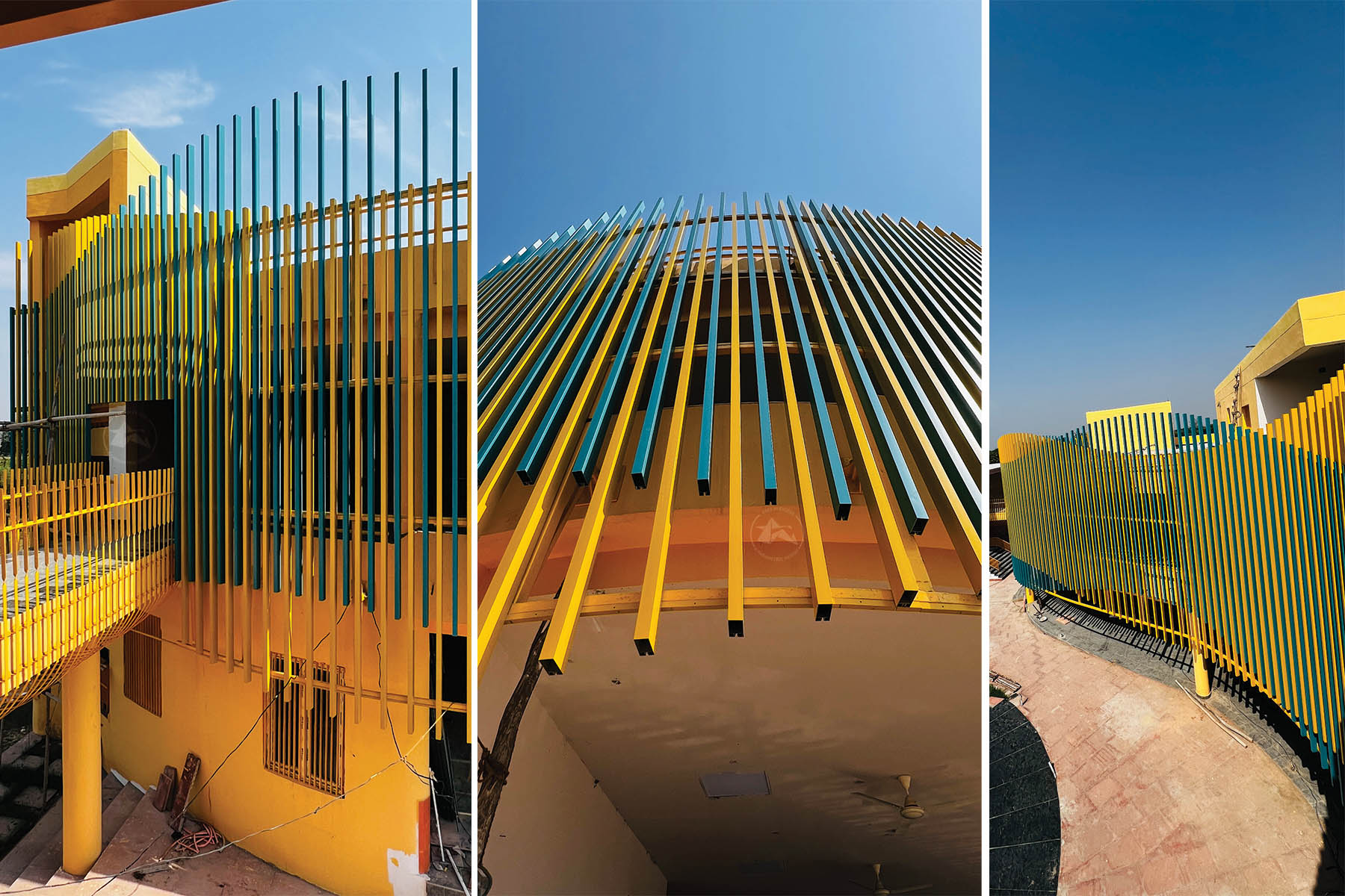 AXES IN EXCESS create a stunning A Parametric Aluminium Louvers metal facade in Uttar Pradesh