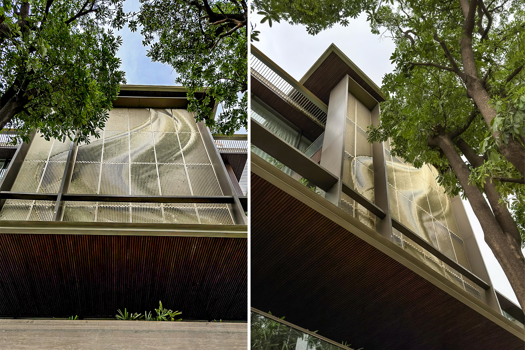 Parametric Coin Facade in gold done by axes in excess in new delhi 