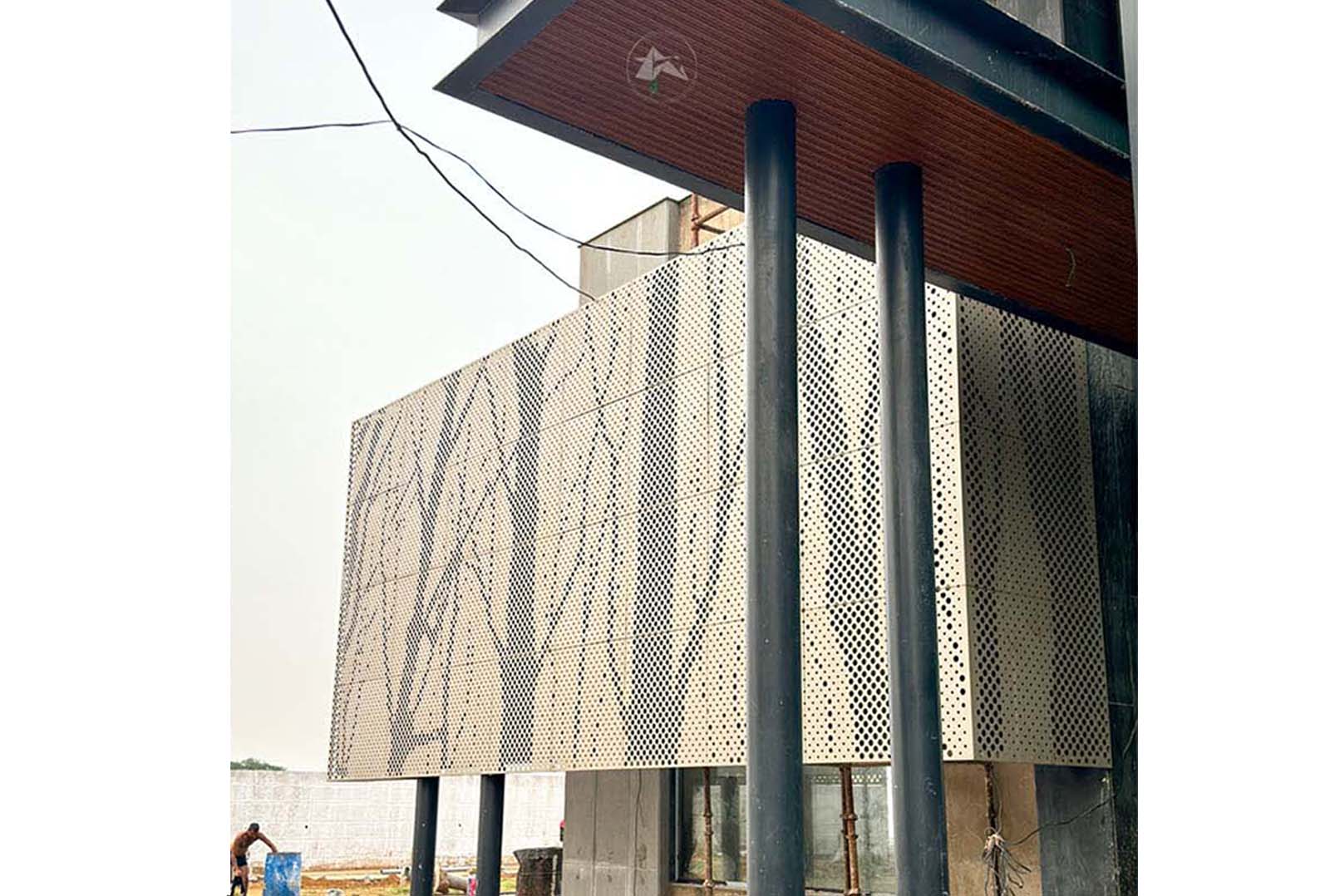 Metal Facade Cladding with perforated Aluminium Screeen