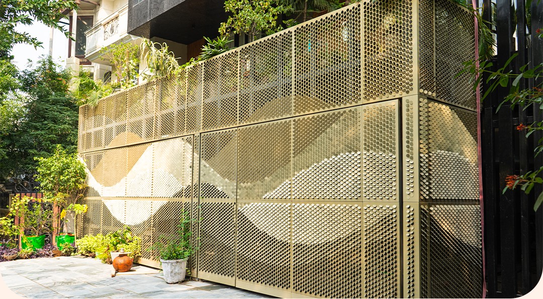 Gold Coin Screen for facade by axes in excess