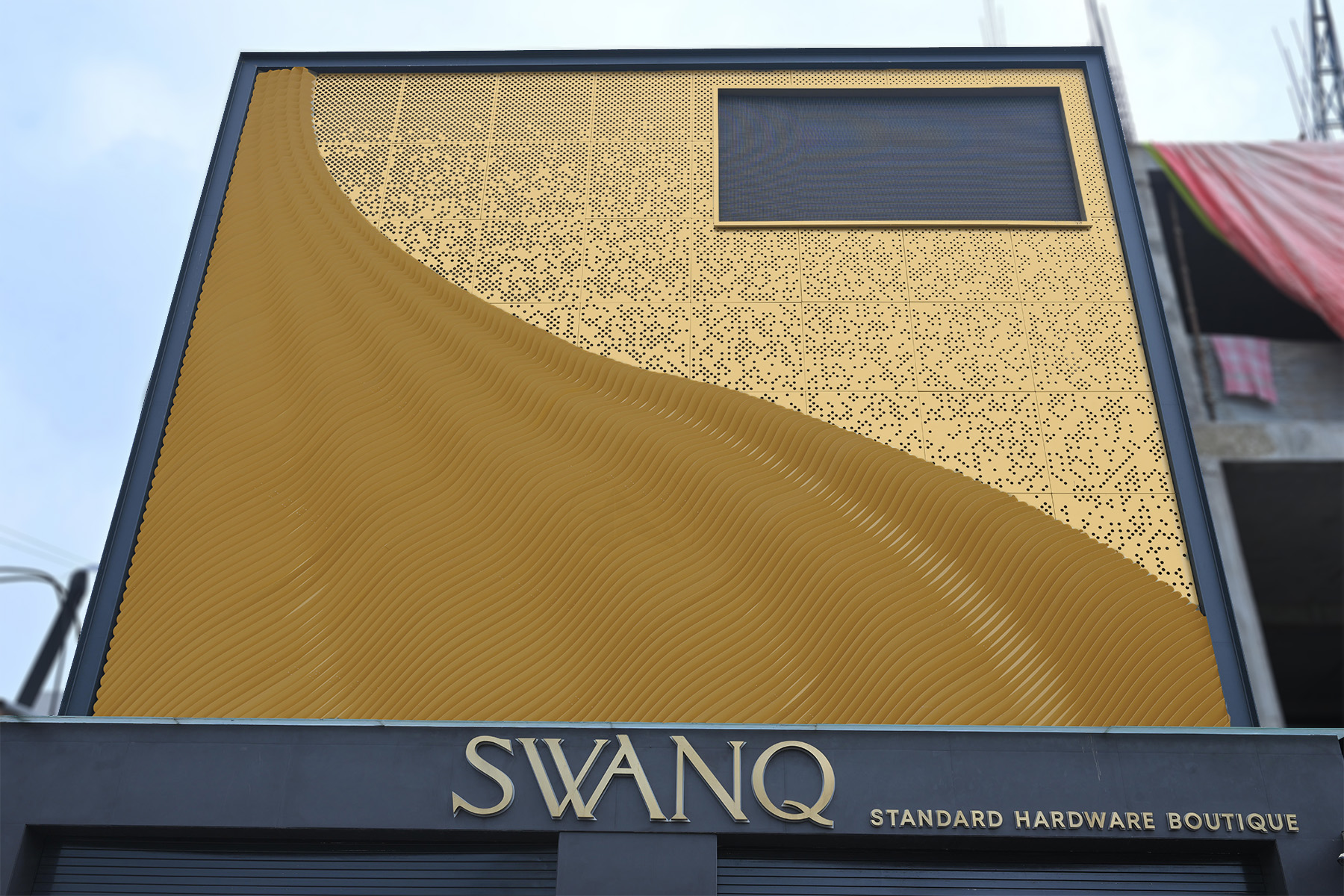 Swanq facade design and executed by axes in excess in indore