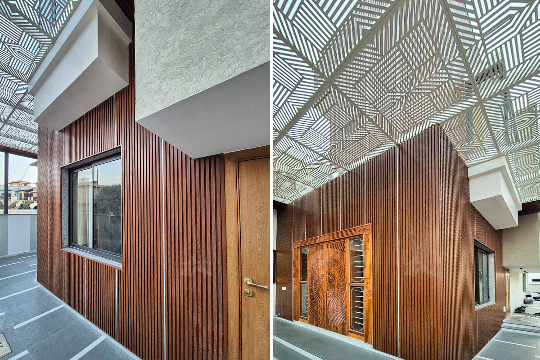 metal cladding and custom cnc jali for ceiling by axes in excess 