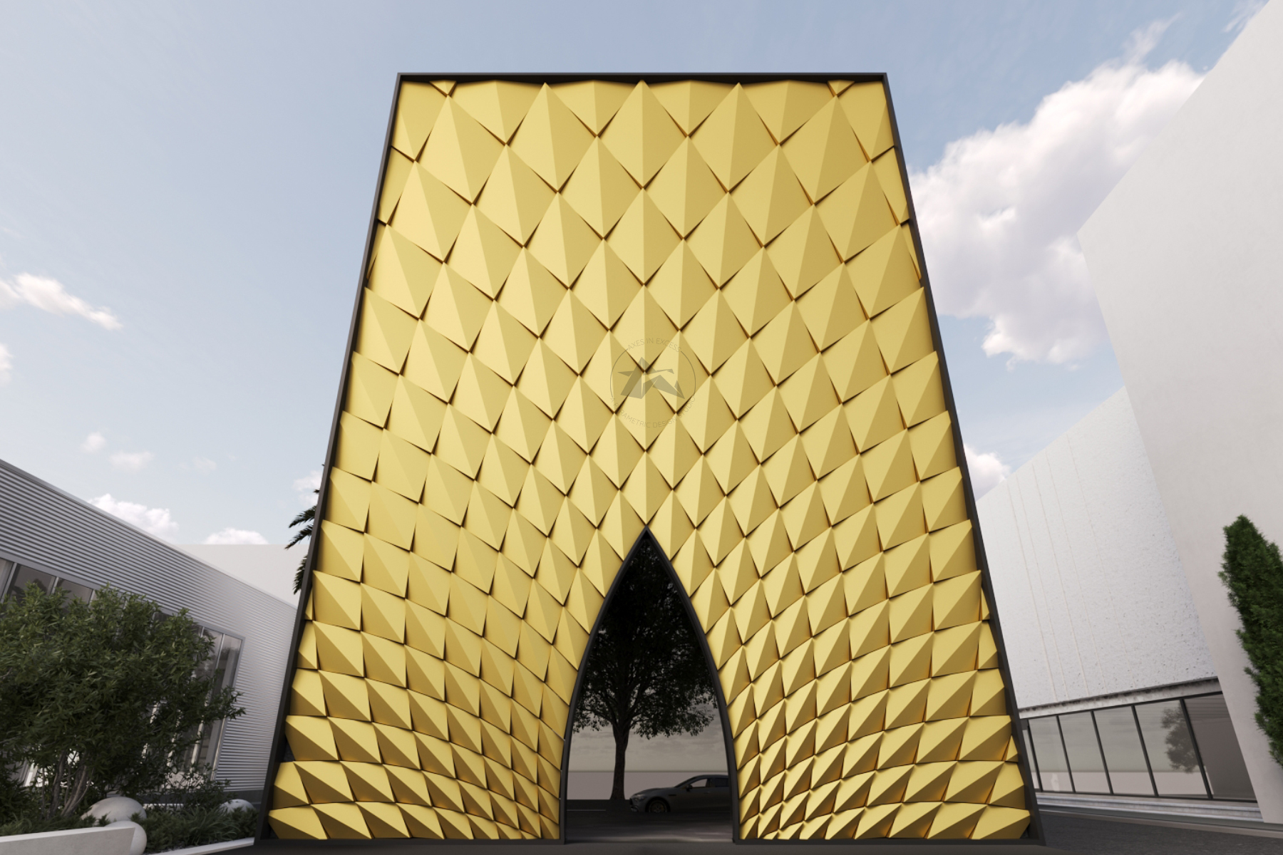 Axes in Excess: A symphony of parametric metal facade design and brilliance for architectural struct