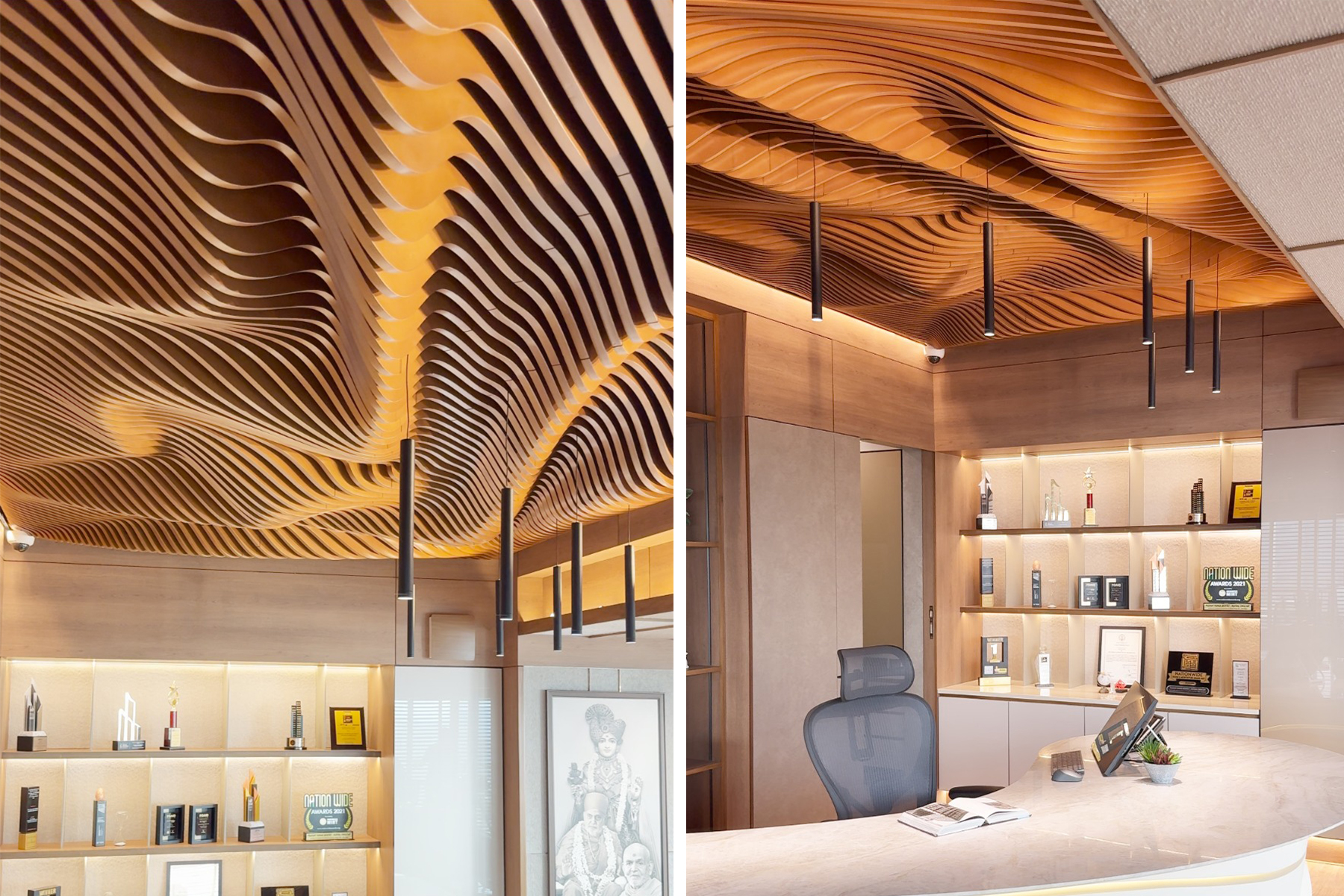 Axes in Excess custom parametric ceilings, a canvas of creativity in contemporary interior design.