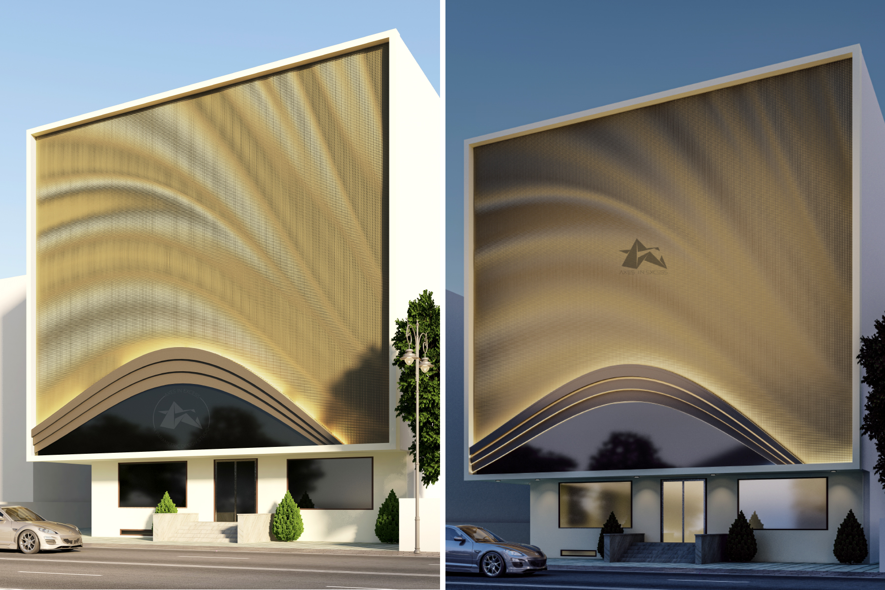 Parametric Coin facade design by axes in excess